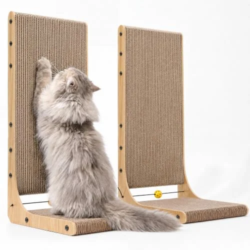FUKUMARU Cat Scratcher 2 Packs, 25 Inch Cat Scratching Boards, L Shaped Pad