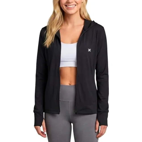 Hurley Women's Sun Hoodie Jacket, SPF 50+Protection Long Sleeve Sun Shirt
