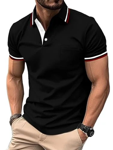 ZITY Men Polo Shirts Short Sleeve with Pocket Golf Polo Wicking Shirts for Men Casual Collared T-Shirts