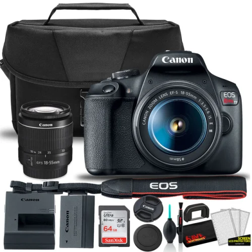 Canon Rebel T7 DSLR Camera W/ 18-55mm Lens + Bag + Sandisk 64GB + Care Kit