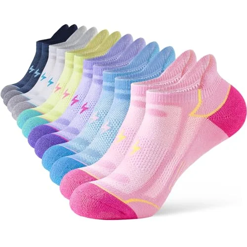 Niorasen Women's Cotton Ankle Socks, 6 Pairs, Cushioned for Running