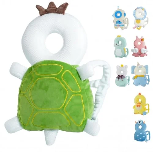 SOZOON Baby Head Protector Backpack - Soft & Lightweight Head Protection Pad for Bebe Walking and Crawling(Green Turtle)