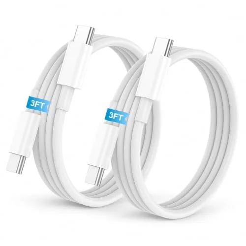 2Pack 3FT 60W USBC to USBC Cable for iPhone 17 16 Fast Charging Cable, USB-C to Type C Charger Cord for Apple 17/16/15/Pro Max, 17e/17Air, for iPad Pro/Air/Mini for MacBook Pro/Air
