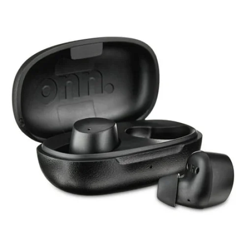 Onn Bluetooth Earphones with Charging Case and Touch Control, Black
