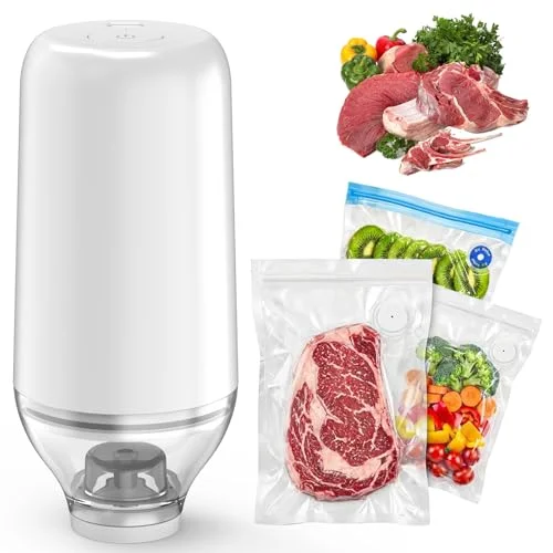 BAMCOO Portable Handheld Food Vacuum Sealer, White(Pump Only)