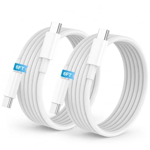 2Pack 6FT 60W USB C to USB C Cable for iPhone 17 16 Fast Charging Cable, USB-C to Type C Charger Cord for Apple 17/16/15/Pro Max, 17e/17Air, for iPad Pro/Air/Mini for MacBook Pro/Air