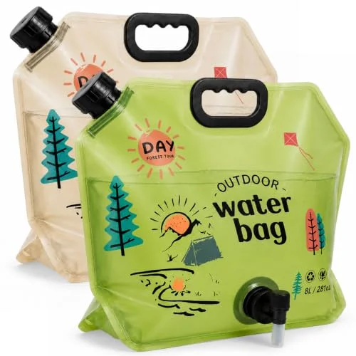 2 Pack Collapsible Camping Water Container, 2 Gallon Water Jug with Spout