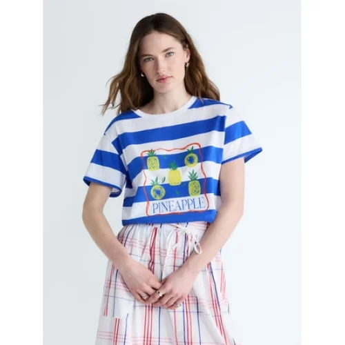 Free Assembly Women's and Women's Plus Cotton Cropped Boxy Tee with Short Sleeves, Sizes XS-4X