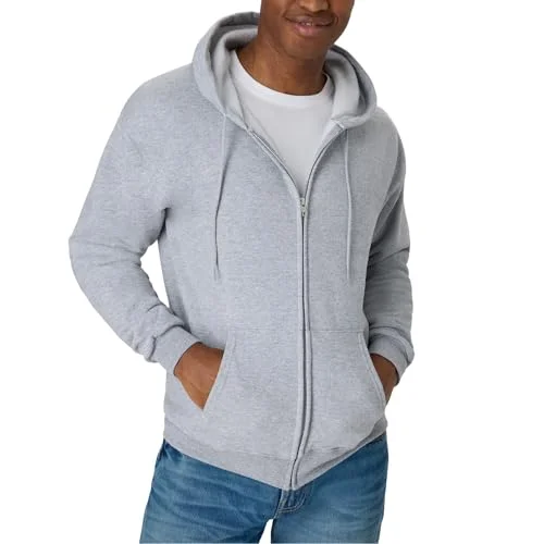 Hanes Men's Full-Zip Eco-Smart Hoodie, Light Steel, Small