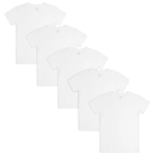Fruit Of The Loom Boys Eversoft Cotton Undershirts, T Shirts & Tank Tops Underwear, T Shirt - Boys - 5 Pack - White, Small US