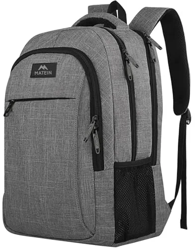 MATEIN Travel Laptop Backpack, 15.6 Inch College School Computer Bag, Grey