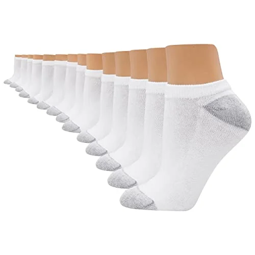 Hanes Womens Value Pack, No Show Soft Moisture-wicking Socks, Available In 10 And 14-packs, White - 14 Pack, 5-9 US