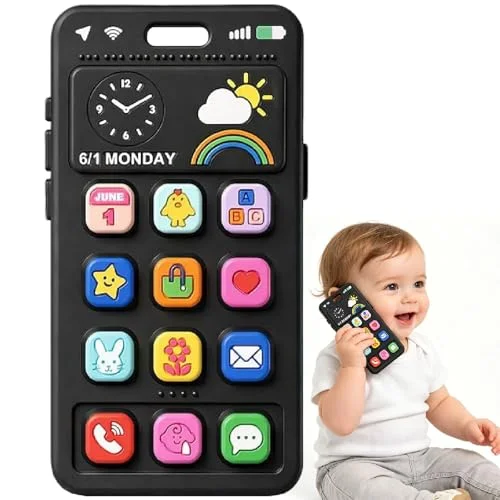 Baby Silicone Phone Teether, Realistic Mobile Phone Teething Toy for Baby 3 6 12 18 Months, Baby's Chew Toys, Food Grade Silicone Teething Toys for Infants, BPA Free, for Babies Gum Relief