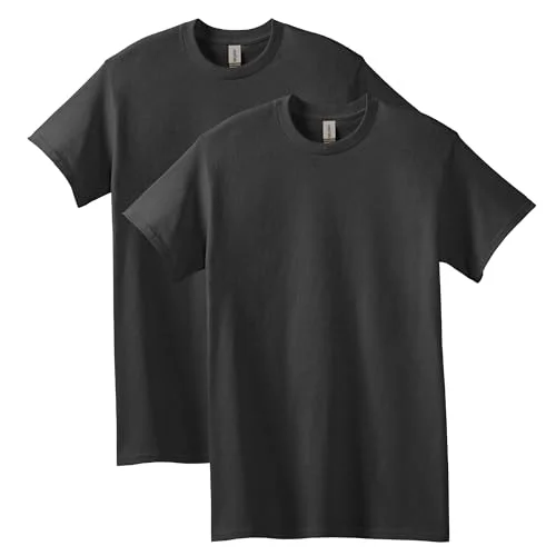 Gildan mens Heavy Cotton T-shirt, Style G5000, Multipack Shirt, Black (2-pack), Large US