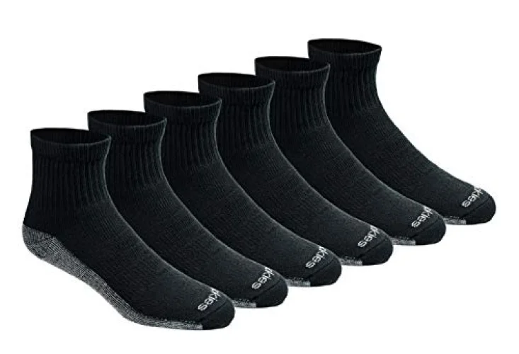 Dickies Men's Dri-Tech Moisture Control Quarter Socks, Available in M-XXL (6, 12, 18 Pairs), Black (6 Pairs), Large