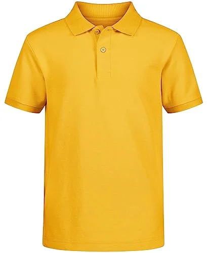 Nautica Big Boys' School Uniform Short Sleeve Pique Polo, Gold, Medium - 10/12