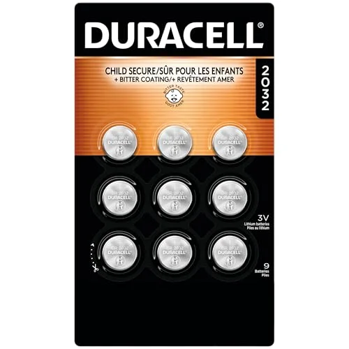 Duracell 2032 Lithium Battery, 9 Count, AirTag & Key Fob, CR2032 3V Cell