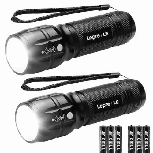 Lepro 2-Packs LED Flash Light High Lumens,1200012 Mini Multifunction Tactical Torch , Zoomable, Waterproof, for Camping, Outdoor and Emergency Use