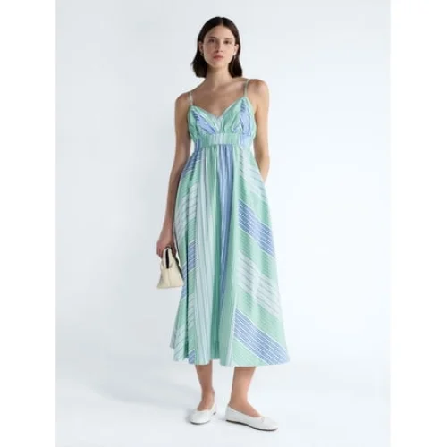 Free Assembly Women's and Women's Plus Striped Cotton Maxi Dress, with Cut Out Back, Sizes XS-4X
