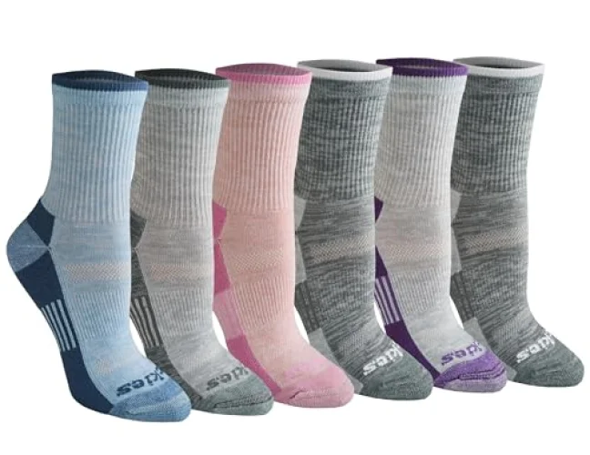 Dickies Women's Dri-Tech Advanced Moisture Wicking Mid-Crew Socks, Available in M-L (6, 12 Pairs), Grey Assorted 2 (6 Pairs), Medium