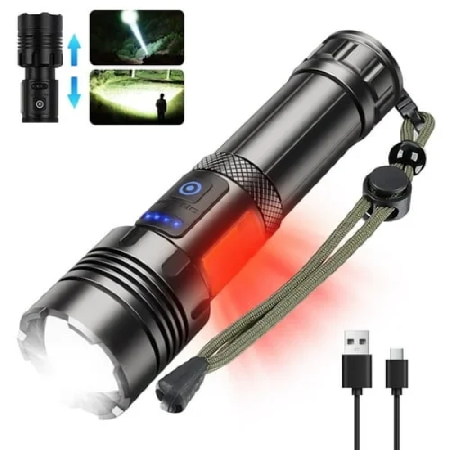 AMBLER LED Flashlights, 90000 Lumens Zoomable 7 Modes Rechargeable Flash Light for Outdoor Home Hiking Camping Essentials