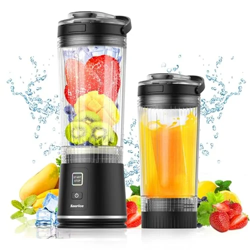 Personal Size Portable Blender for Shakes & Smoothies, 16oz Mini Small Smoothie Blender with On Go Lid & Sip Lid, 26000RPM Rechargeable Cordless Electric Blender for Travel Gym Office
