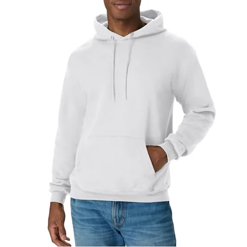 Hanes Men's Pullover EcoSmart Hooded Sweatshirt, white, Large