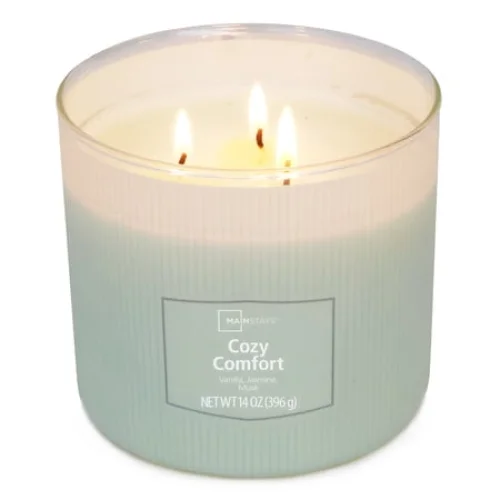 Mainstays Cozy Comfort 3-Wick Textured Wrapped Scented Candle, 14 oz