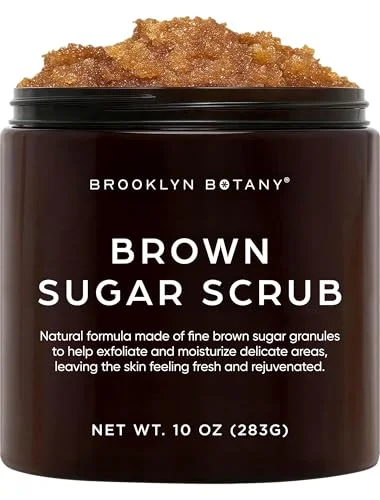 Brooklyn Botany Brown Sugar Body Scrub - Moisturizing and Exfoliating Body, Face, Hand, Foot Scrub - Fights Acne, Fine Lines & Wrinkles, Great Gifts For Women & Men - 10 oz