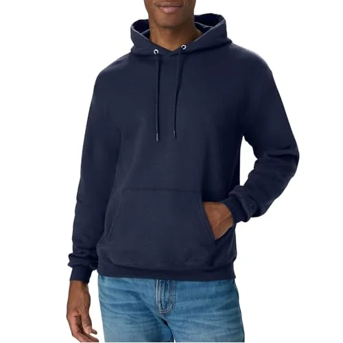 Hanes Men's Pullover EcoSmart Hooded Sweatshirt, Navy, Large
