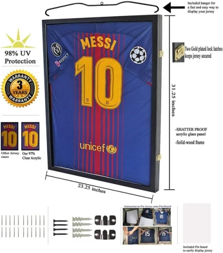 Football Basketball Jersey Display Case Frame 98% UV Protection Shadow Box 31"