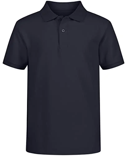 Nautica Boys' School Uniform Short Sleeve Pique Polo, Navy, X-Large (18/20) Husky