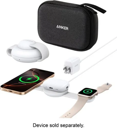 Anker - MagGo Wireless Charging Station (3-in-1, Foldable Pad with Travel Case Included) - White
