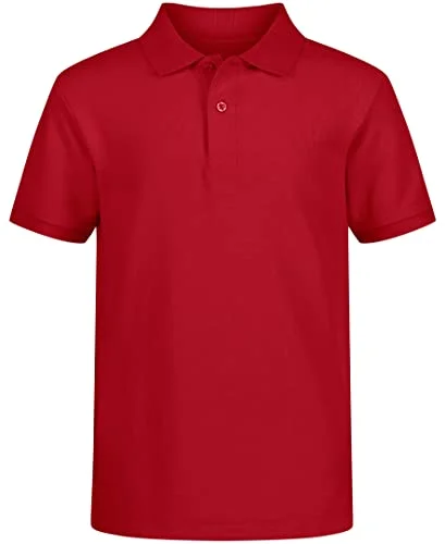Nautica Boys' School Uniform Short Sleeve Pique Polo, Red, 4T
