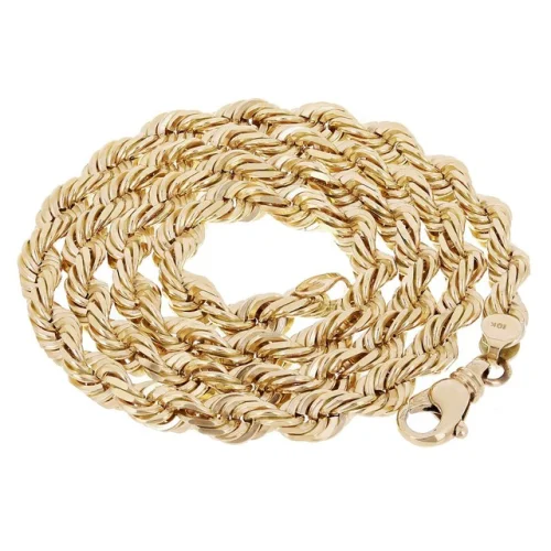 Men's Solid 10k Yellow Gold Diamond Cut Rope Chain Necklace 22" 7mm 79.2 grams