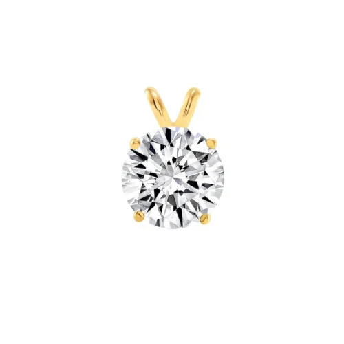 3 Ct Round Lab Created Grown Diamond Solid 14K Yellow Gold Solitaire Pendant
