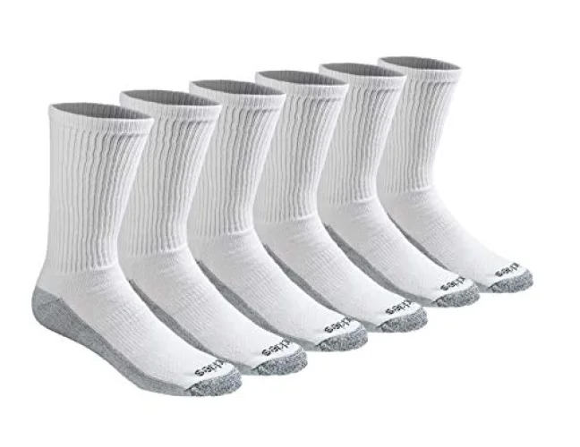 Dickies Men's Dri-Tech Original Moisture Control Crew Socks, Available in M-XXL (6, 12, 18 Pairs), White (6 Pairs), X-Large