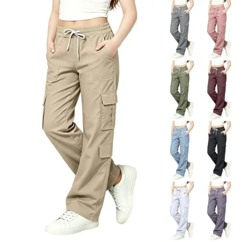 Girls Cargo Pants Y2K Parachute Hiking Track Sweatpants With Pockets
