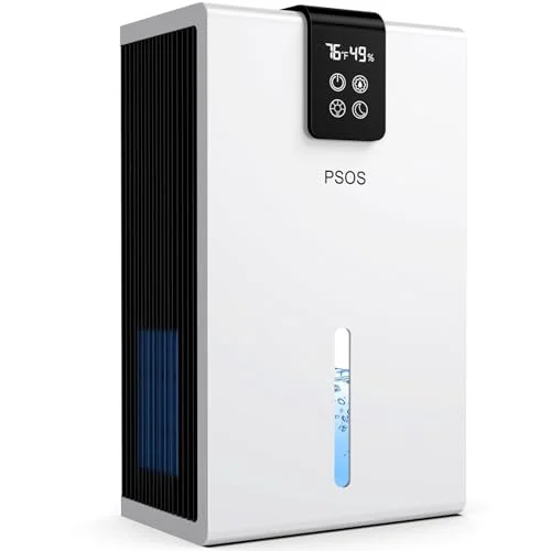 Dehumidifier, Dehumidifiers for Home, 98 OZ Water Tank, (1000 sq.ft) Quiet Dehumidifier for Basement Bathroom Bedroom with Humidity Display, Auto Shut Off, Relaxing 7 Color Ambient Light(White)