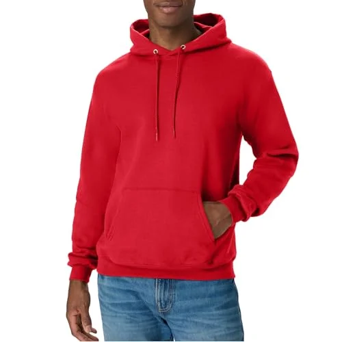 Hanes Men's Pullover EcoSmart Hooded Sweatshirt, Deep Red, Medium