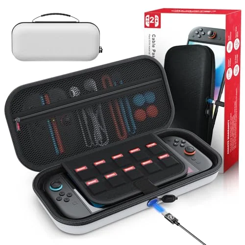 Auarte [Charge Inside Carrying Case for Switch 2 Console (2025)/OLED-White