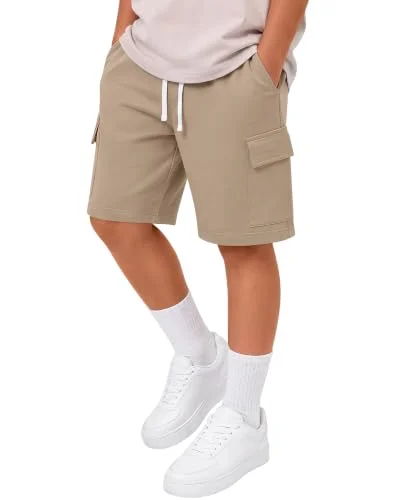 Custoneei Boys School Cargo Shorts, Khaki, 12-13 Years