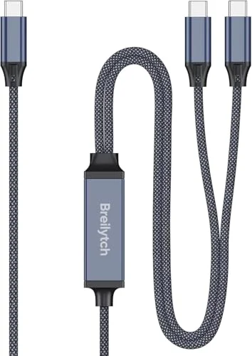 USB C to USB C 2 in 1 Multi Charging Cable 4FT, 140W Fast Charge USB-C Splitter Chargering Cable with 2 Type C Ports for iPhone 17/16/15 Series, Samsung Galaxy S25, iPad, MacBook Air/Pro, Lenovo