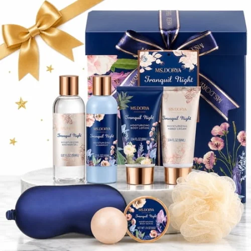 MS.DORYA Spa Gift Set for Women, Lavender & Chamomile Scent 8 Pcs Bath Baskets, Beauty Body Care Birthday Gifts for Her