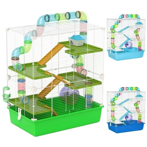 PawHut 23" 5-Tier Hamster Cage with Wheel and Water Bottle