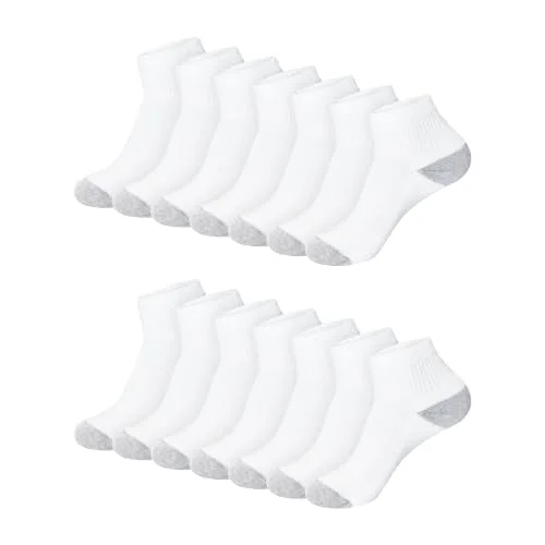 Hanes Womens Value Pack, Ankle Soft Moisture-wicking Socks, Available In 10 And 14-packs, White - 14 Pack, 5-9 US