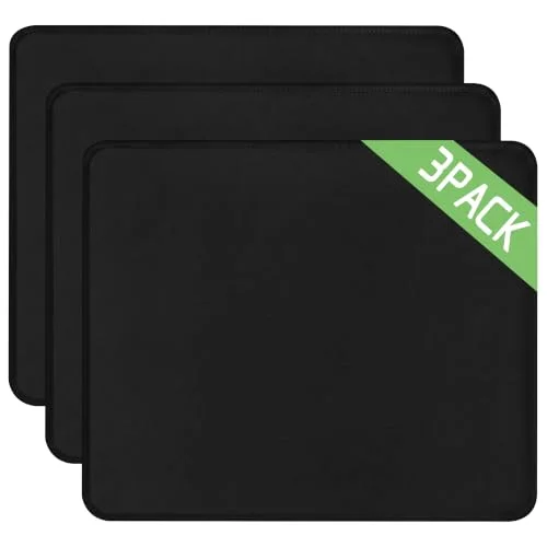 Jofuler 3 Pack Mouse Pad, Stitched Edges and Non-Slip Rubber Base, Black