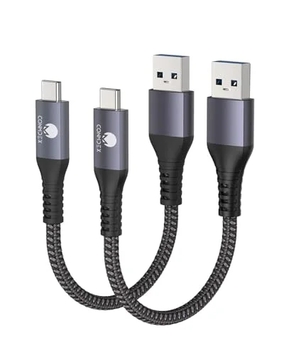 CONMDEX USB A to USB C 10Gbps (1.5ft, 2-Pack) USB 3.1 Gen 2 Short Data Transfer Type C Cord, Fast Charging Carplay Android Auto USB C Cable for iPhone 17 Air 16 Plus 17 16 Pro Max, Galaxy S25 S24