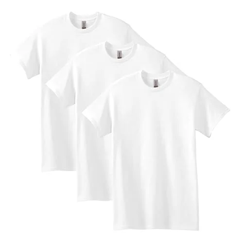 Gildan Mens Heavy Cotton T-Shirt, Style G5000, Multipack, White (3-Pack), Large US
