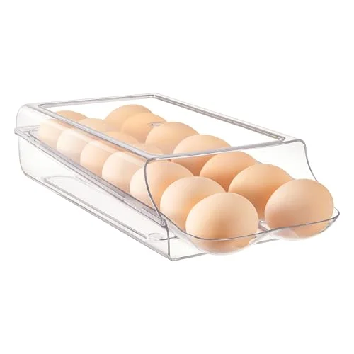 Vtopmart 1 Pack Egg Holder for Fridge, Automatic Rolling Egg Container